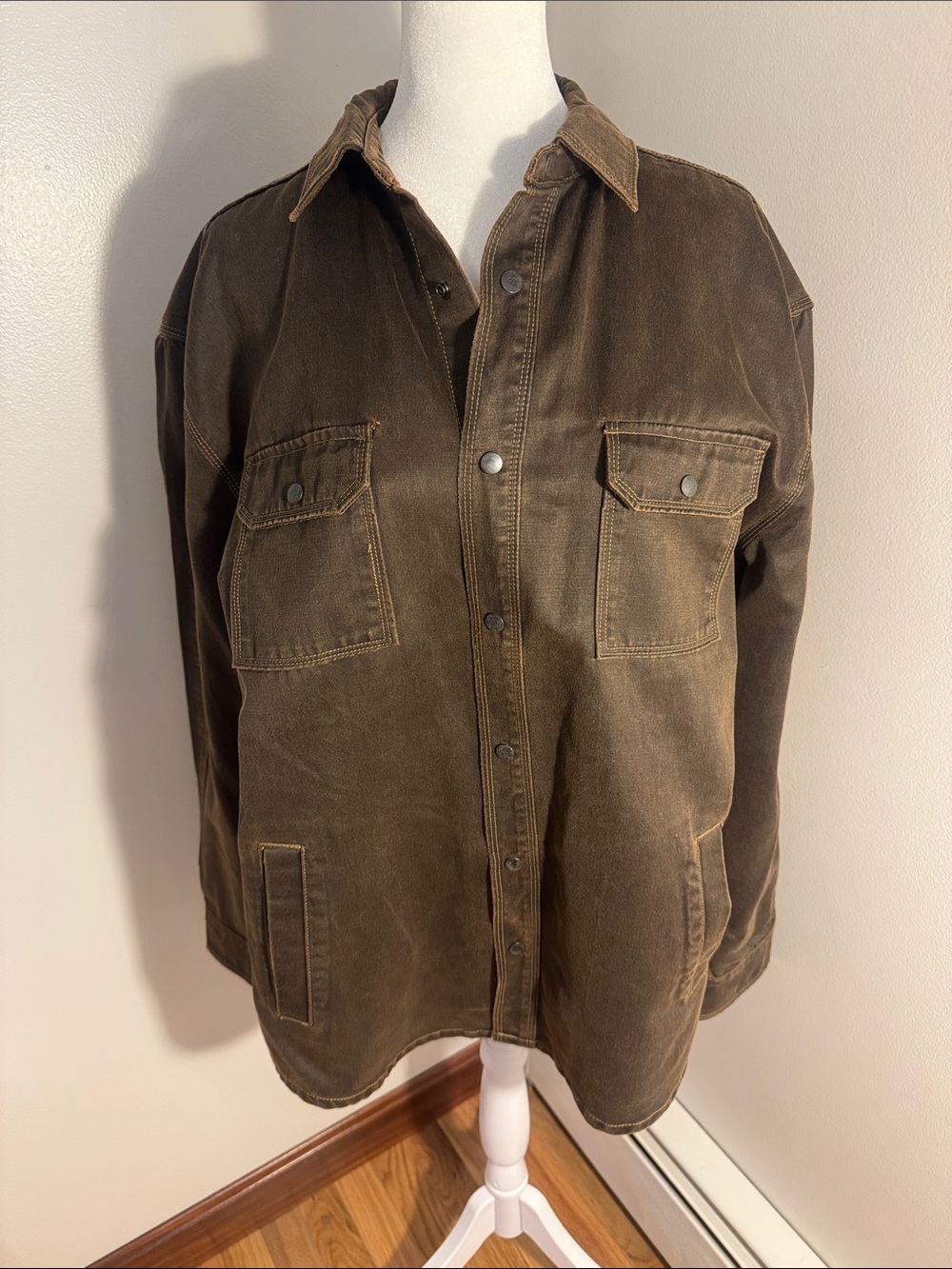 Men's Brown Military-Style Field Jacket - Rugged Utility Design